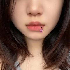 Pink Skeleton Anime Lip Stud
