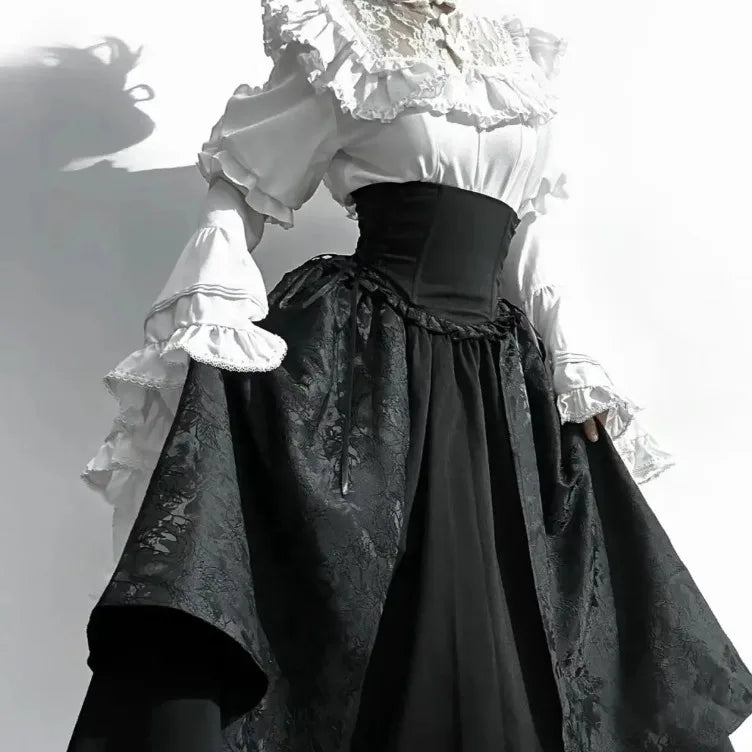 Flare Sleeve Lace Patchwork Blouse