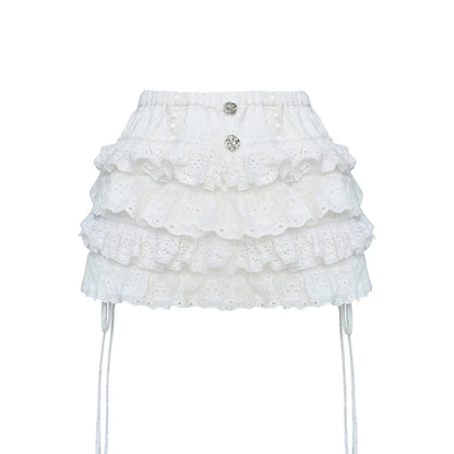 High Waist Cake Lace Vintage Skirt