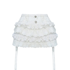 High Waist Cake Lace Vintage Skirt