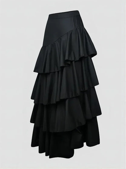 Layered Ruffle Maxi Cake Skirt