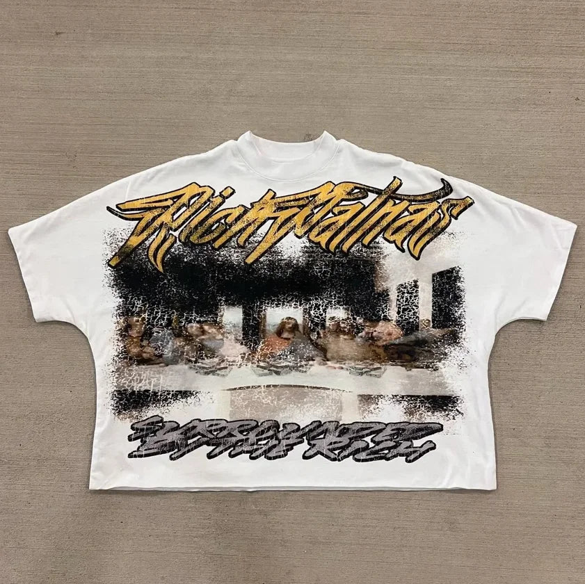Summer Gothic Cross Graphic Print Cotton T-shirt