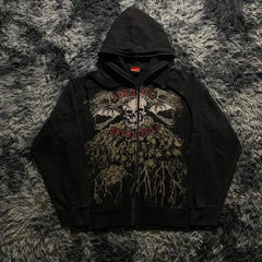Gothic Skull Pattern Zipper Hoodie