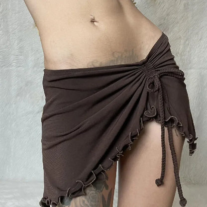 Irregular Drawstring Bandage Skirt