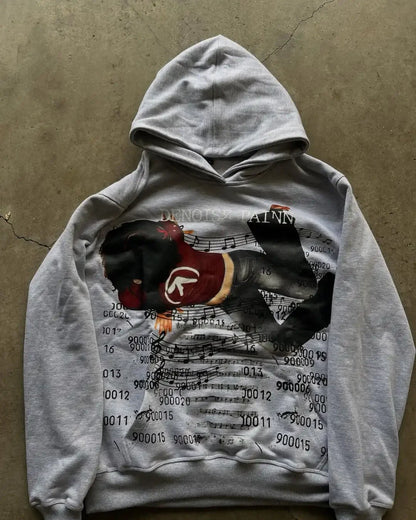 Gothic Casual Print Oversized Hoodie