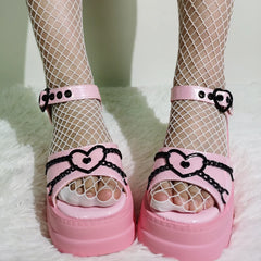 Heart Buckle Gothic Platform Sandal