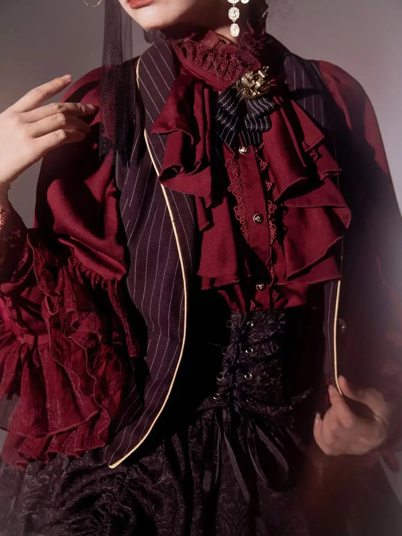 Gothic Ruffle Batwing Sleeve Blouse