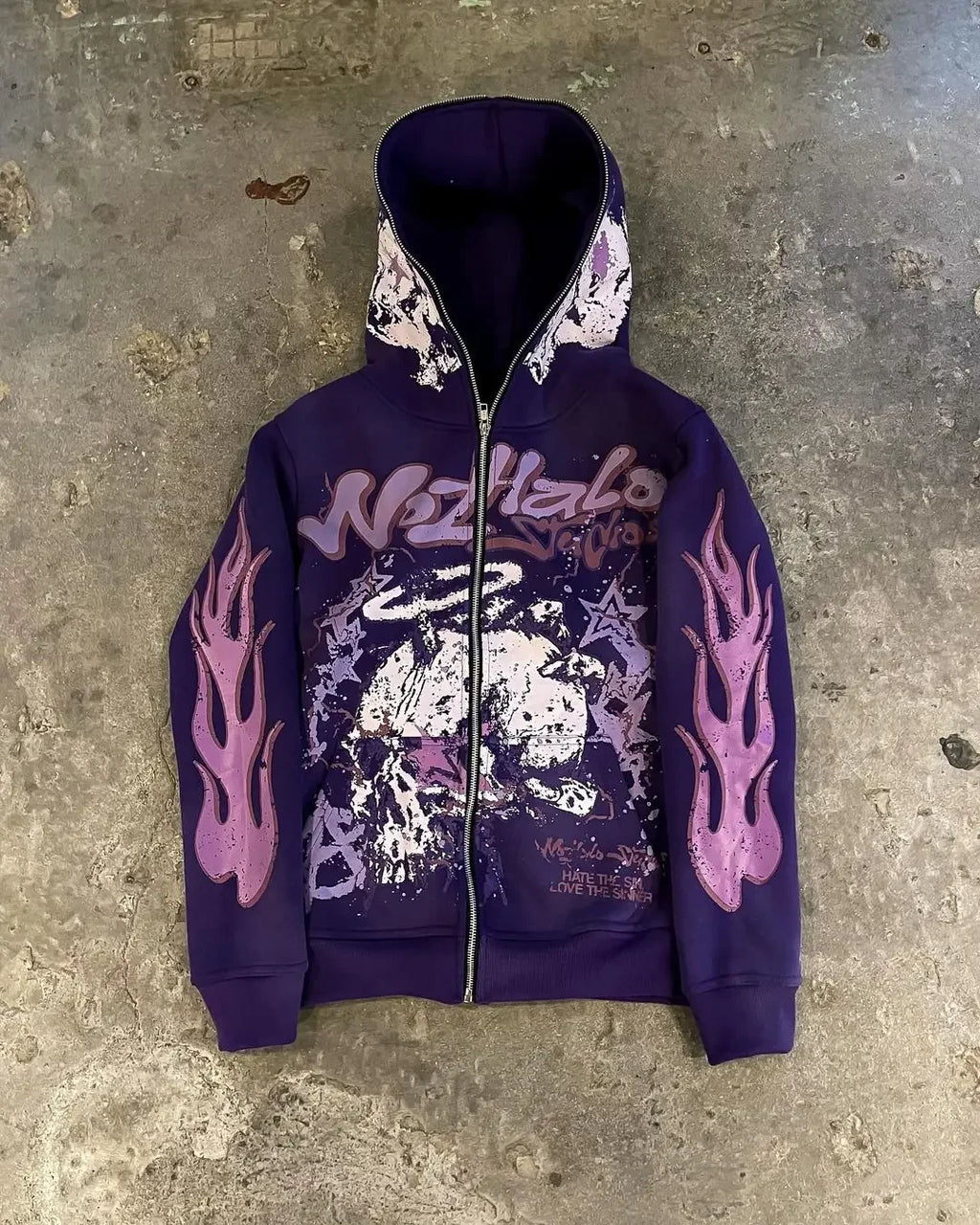 Gothic Flame Sleeve Zip Hoodie