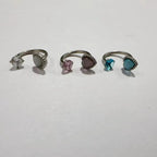 Three-Color Heart Cat Eye Stone Lip Stud