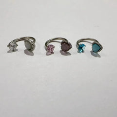 Three-Color Heart Cat Eye Stone Lip Stud