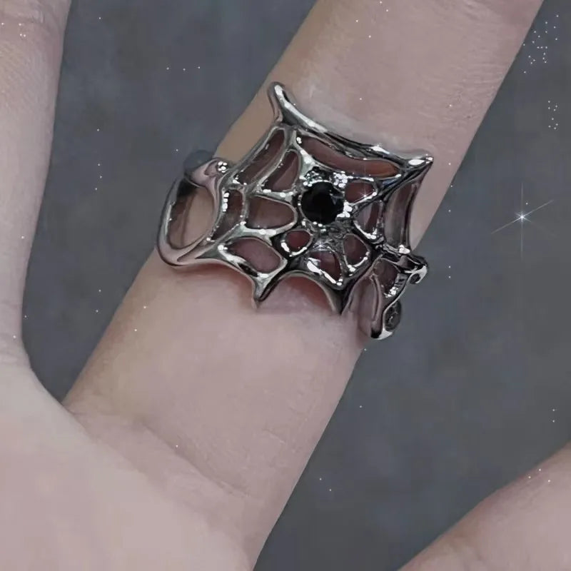 Gothic Black Cross Star Ring