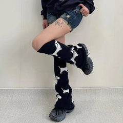 Gothic Dachshund Knit Calf Sock