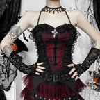 Skeleton Print Crop Corset