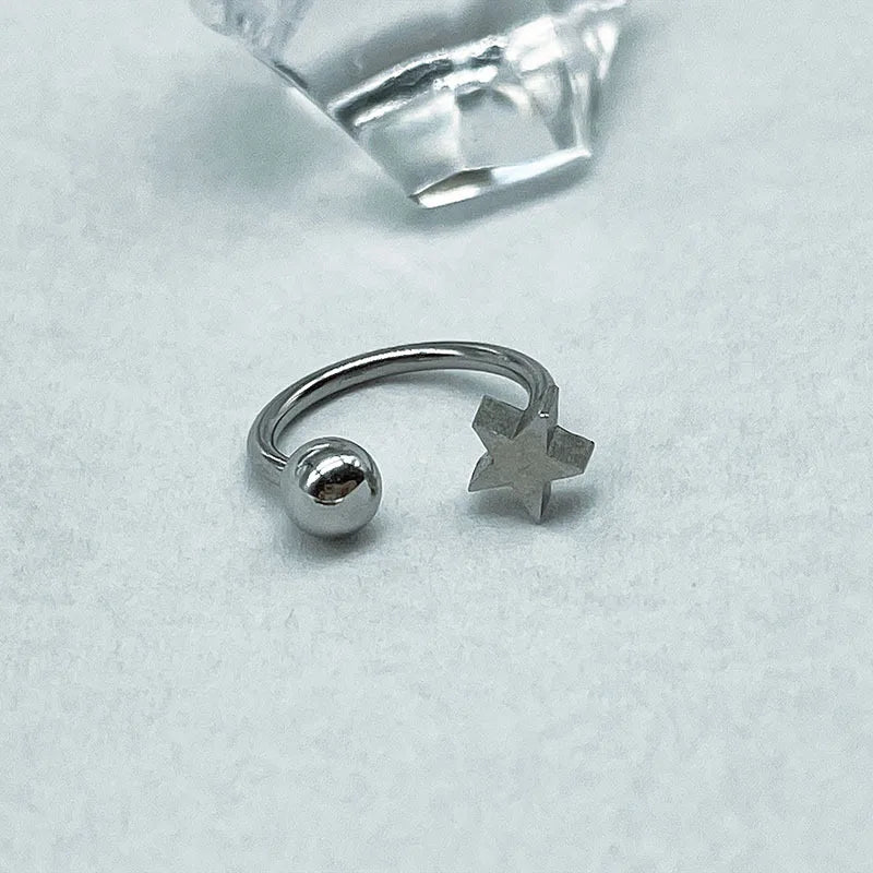 Punk Pentagram Cone Steel Lip Stud