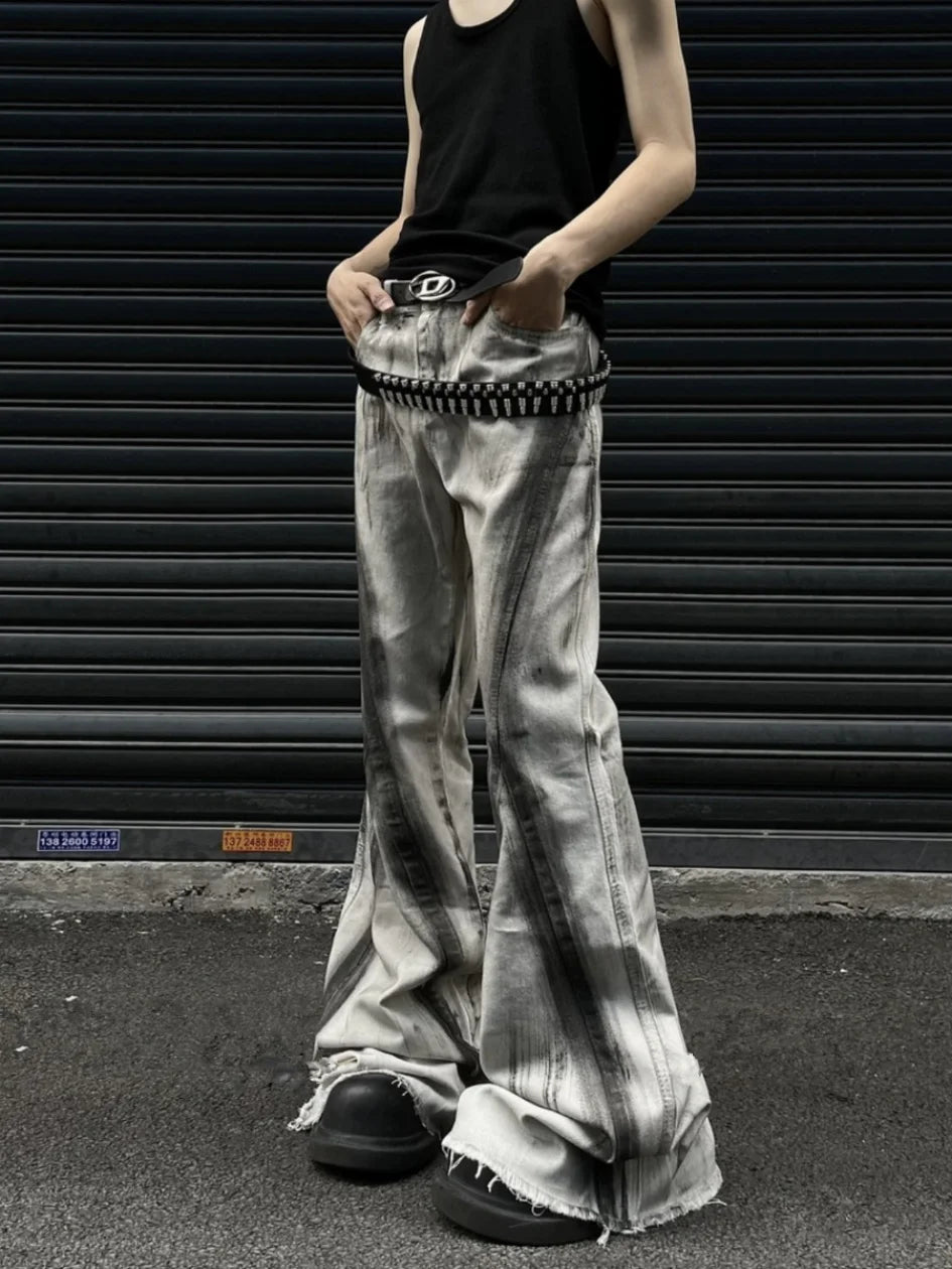 Grey Gothic Bow Flare Denim Pant Main image