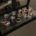 Gothic Red Crystal Spider Animal Star Ring