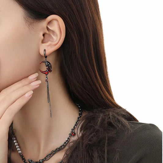 Gothic Black Skull Awl Rock Statement Earring