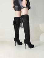Sexy Flock Super High Heel Gothic Knee Boot