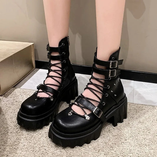 PU Leather Gothic Rivet Sandal