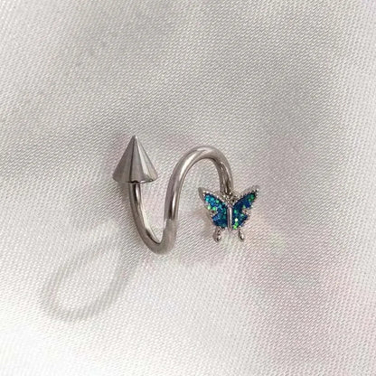 Butterfly S-Shaped Spike Lip Stud
