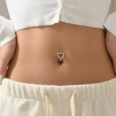 Reverse Heart Gothic Gold 14G Belly Ring