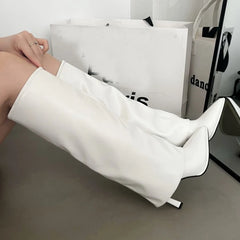 Party Modern Knee-High Pleated Western Boot