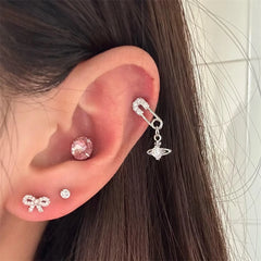 Silver Saturn 316L Stainless Steel Stud Earring