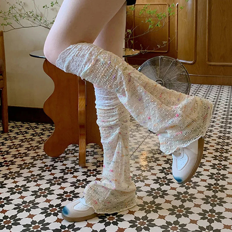 Gothic Rainbow Patchwork Lace Sock