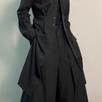 Adjustable Waist Belt Shirt Style Long Coat