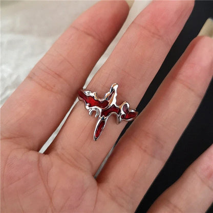 Y2K Gothic Animal Spider Red Crystal Ring