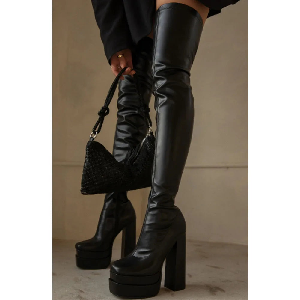High Heeled Over The Knee Platform Winter Boot Main image