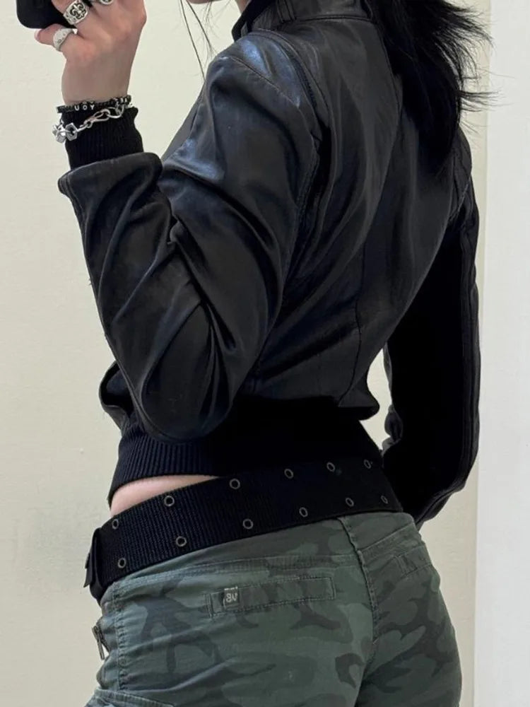 Turtleneck Crop PU Jacket