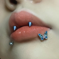 Aesthetic Butterfly Zircon Stainless Steel Lip Stud