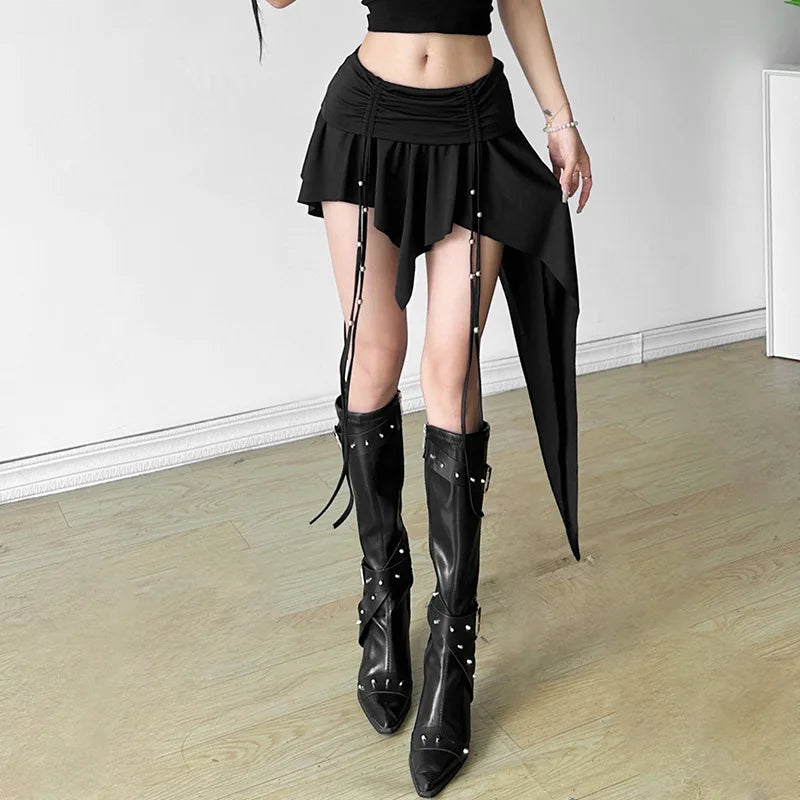Cross Embroidery Denim Skirt