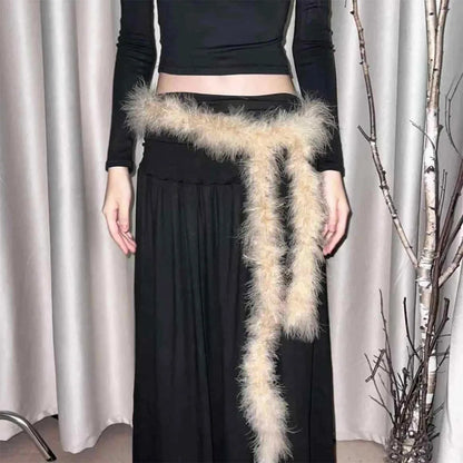 Y2K Gothic Punk Fur Plush Waist Chain Belt