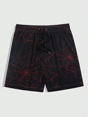 Spider Web Print Quick-Dry Shorts