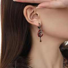 Gothic Black Skull Awl Rock Statement Earring