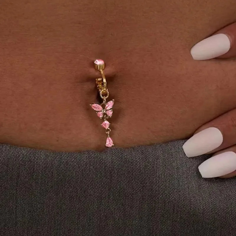 Clip-On Butterfly Fake Gothic Belly Ring Main image