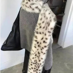 Y2K Leopard Print Faux Fur Scarf