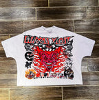 Gothic Pattern Print Oversized Cotton T-shirt