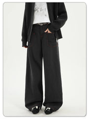 Snake Embroidery Wide Leg Pants