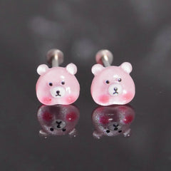 Pink Piggy Stainless Steel Resin Tongue Ring