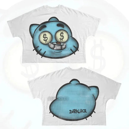 Hip Hop Cartoon Print Oversized T-shirt