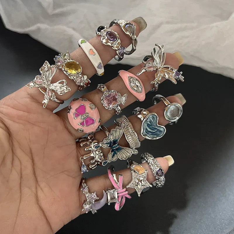 Colorful Stone Drip Rhinestone Gothic Ring Main image