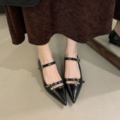 Bailamos Red Elegant Mary Jane Flat Heel Flat