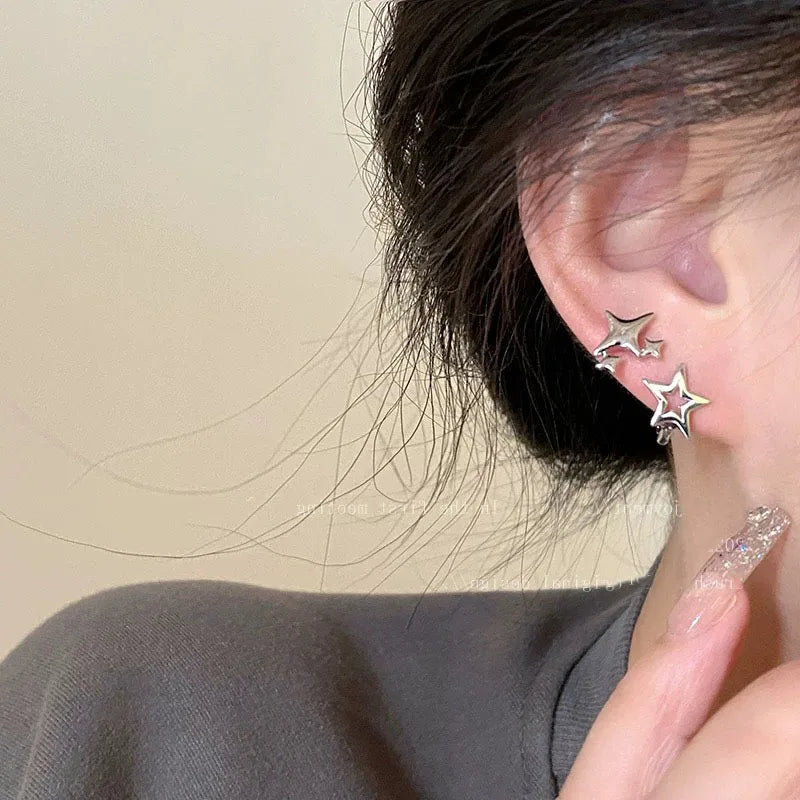 Hollow Pentagonal Star Asterism Stud Earring