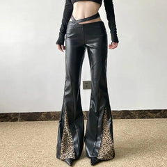 Low-Waisted Gothic Leopard Leather Pant