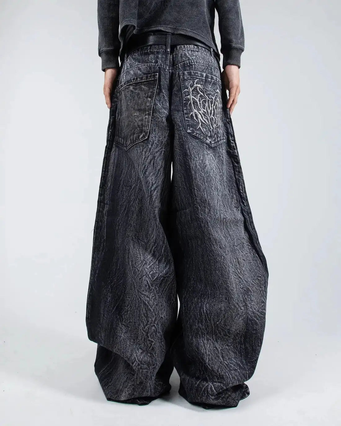 Gothic Embroidered Wide Leg Pants
