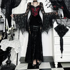 Embellished Gothic Velvet Midi Dress