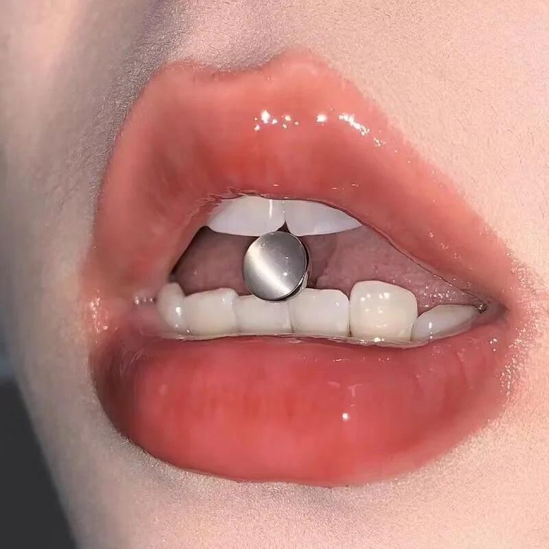 Opal Titanium Steel Cat's Eye Tongue Ring Main image